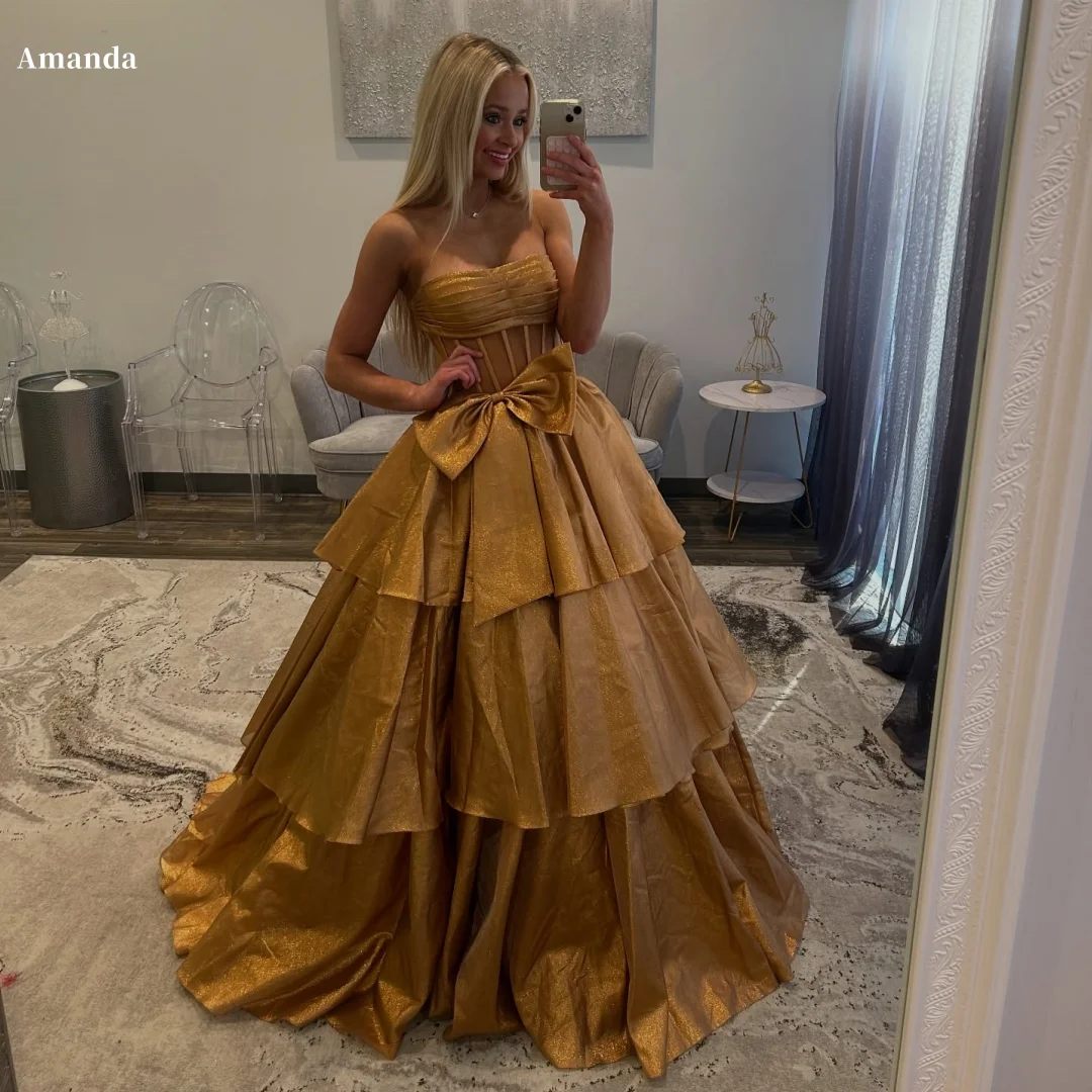 Amanda Customized Emulation Silk Strapless Prom Dresses Backless Floor-Length vestidos de noche Bow Sleeveless Formal Evening
Amanda Customized Emulation Silk Strapless Prom Dresses Backless Floor-Length vestidos de noche Bow Sleeveless Formal Evening