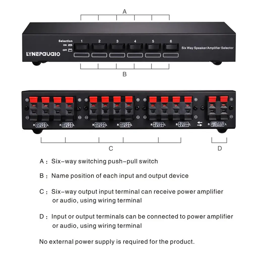 Portable 6 Zone Speaker Amplifier Selector Audio Splitter Pro Amplifier Sound Box for Universal Stereo Systems
Portable 6 Zone Speaker Amplifier Selector Audio Splitter Pro Amplifier Sound Box for Universal Stereo Systems