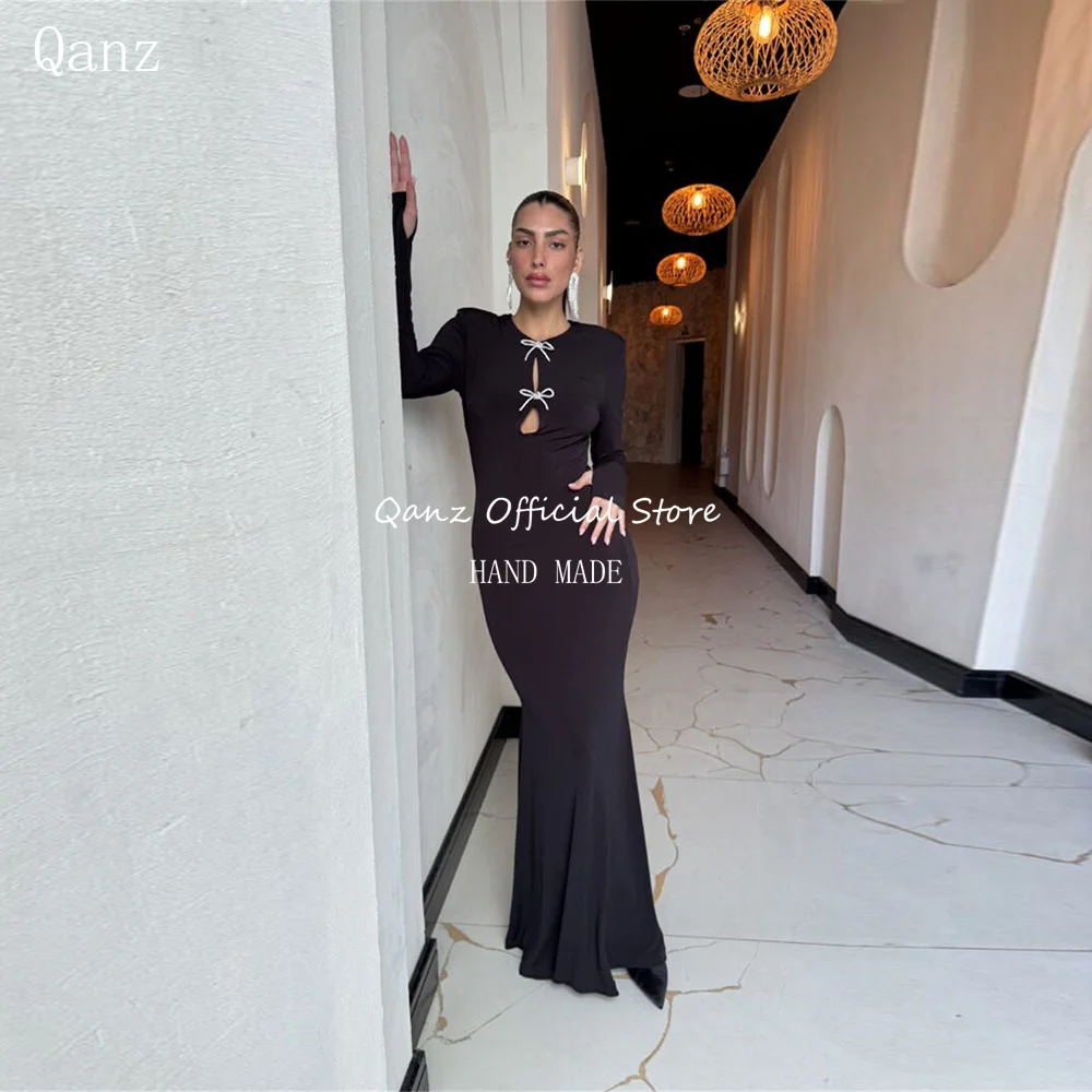 Qanz Sexy Black Mermaid Vestido De Gala Noche Mujer Long Sleeves With Bow Evening Dresses O Neck Party Dresses Woman Customized
Qanz Sexy Black Mermaid Vestido De Gala Noche Mujer Long Sleeves With Bow Evening Dresses O Neck Party Dresses Woman Customized