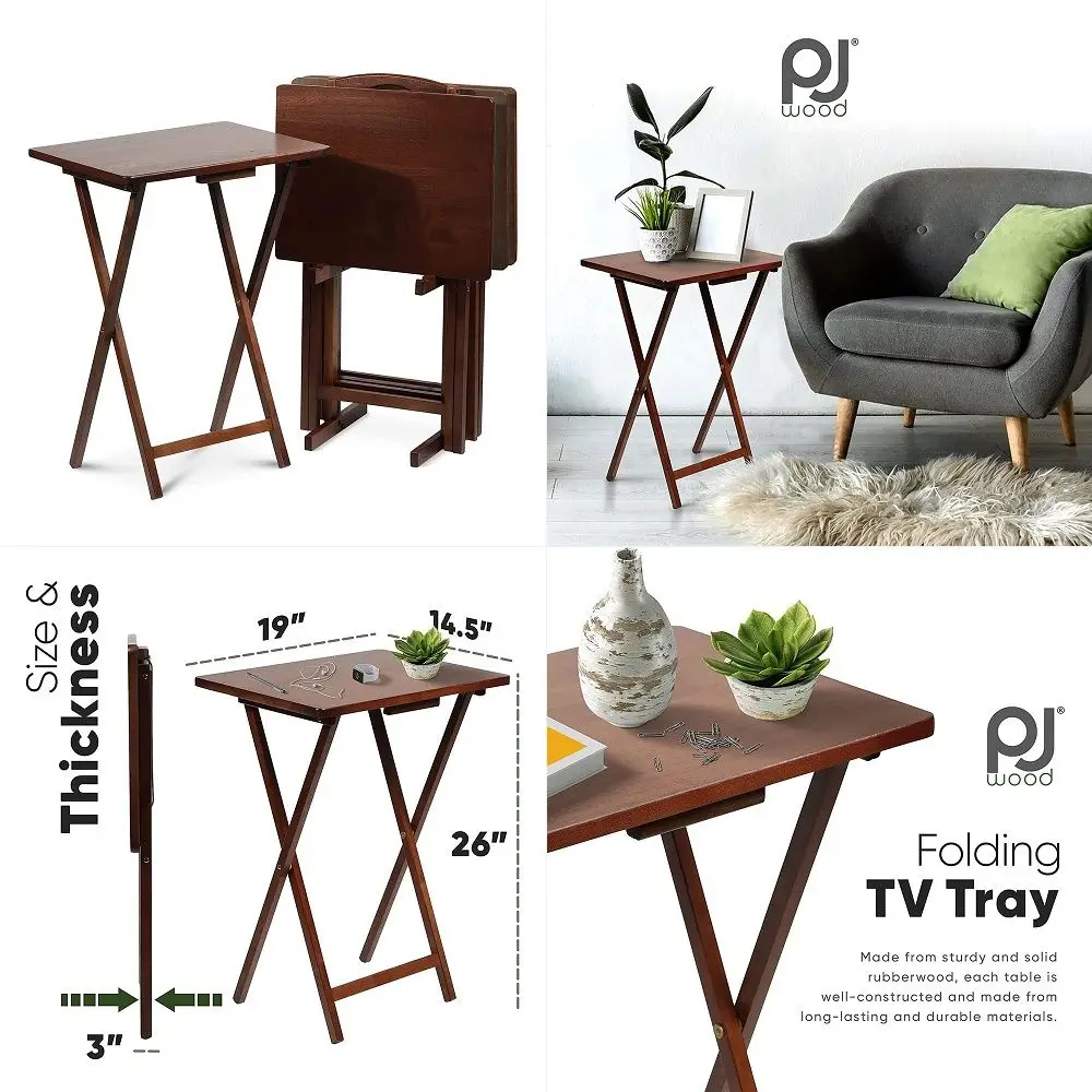 5Piece Wooden Folding TV Tray Table Set with Storage Stand, Honey Oak Compact Dining or Snack Tables for Living Room, Bedroom,
5Piece Wooden Folding TV Tray Table Set with Storage Stand, Honey Oak Compact Dining or Snack Tables for Living Room, Bedroom,