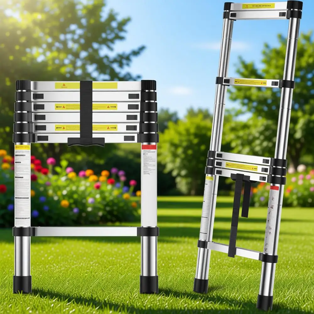Collapsible Extension Ladders for Home, RV, and Attic Use, Supporting 330 lbs