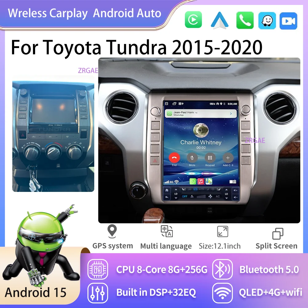 12.1"Car Radio Android 15 Wireless Carplay For Toyota Tundra 2015-2020 Car Radio Multimedia Player GPS Navigation Bluetooth WIFI
12.1"Car Radio Android 15 Wireless Carplay For Toyota Tundra 2015-2020 Car Radio Multimedia Player GPS Navigation Bluetooth WIFI