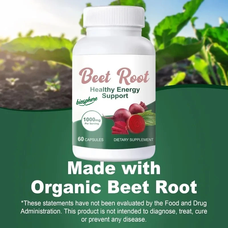 Beetroot supplement, 1000mg organic beetroot, supports energy and circulation, non GMO-60 capsules
Beetroot supplement, 1000mg organic beetroot, supports energy and circulation, non GMO-60 capsules