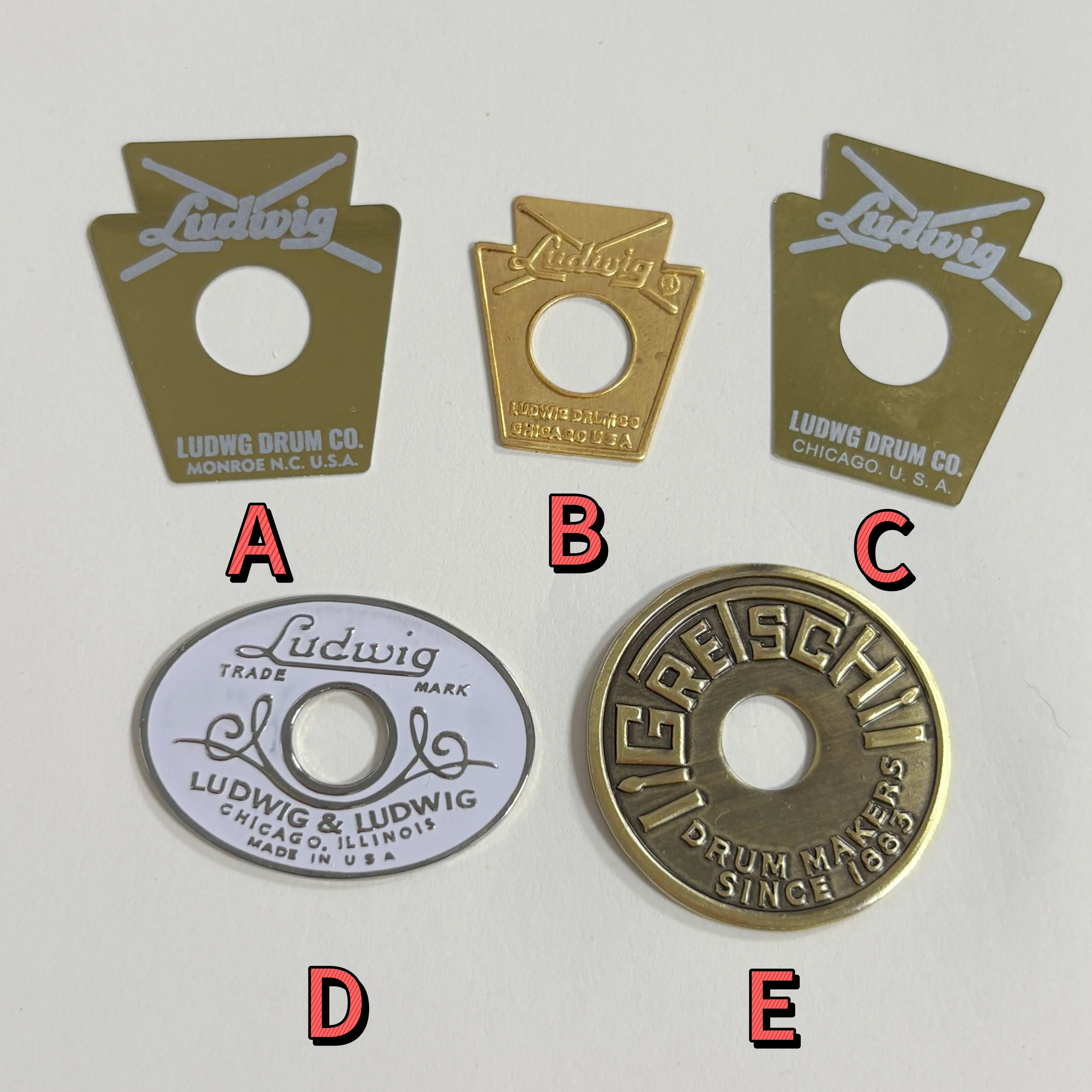 Drum Badge For Ludwig Keystone Monroe Chicago For Snare Brass Grommet Gretsch Round Badge 60’s
Drum Badge For Ludwig Keystone Monroe Chicago For Snare Brass Grommet Gretsch Round Badge 60’s