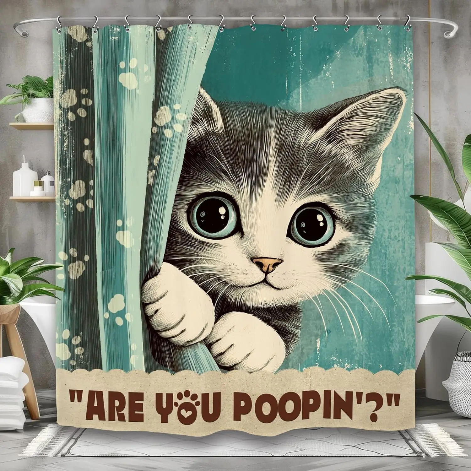 Cute Cat Peeking Shower Curtain Bathroom Decor Waterproof Fabric Unique Design for Home Accessories Art
Cute Cat Peeking Shower Curtain Bathroom Decor Waterproof Fabric Unique Design for Home Accessories Art