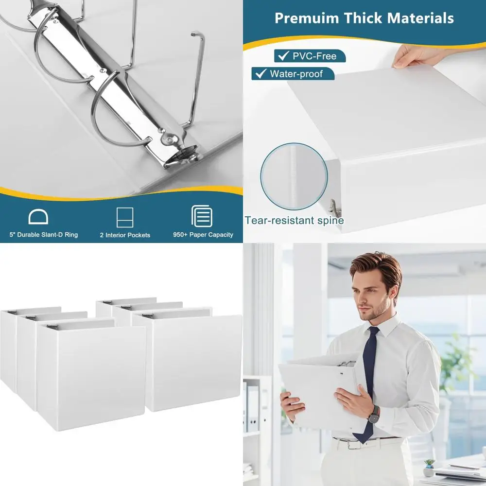 5-Inch Slant-D Ring Binders, 6-Pack, White, Letter Size, Presentation View for Letter-Sized Paper
5-Inch Slant-D Ring Binders, 6-Pack, White, Letter Size, Presentation View for Letter-Sized Paper