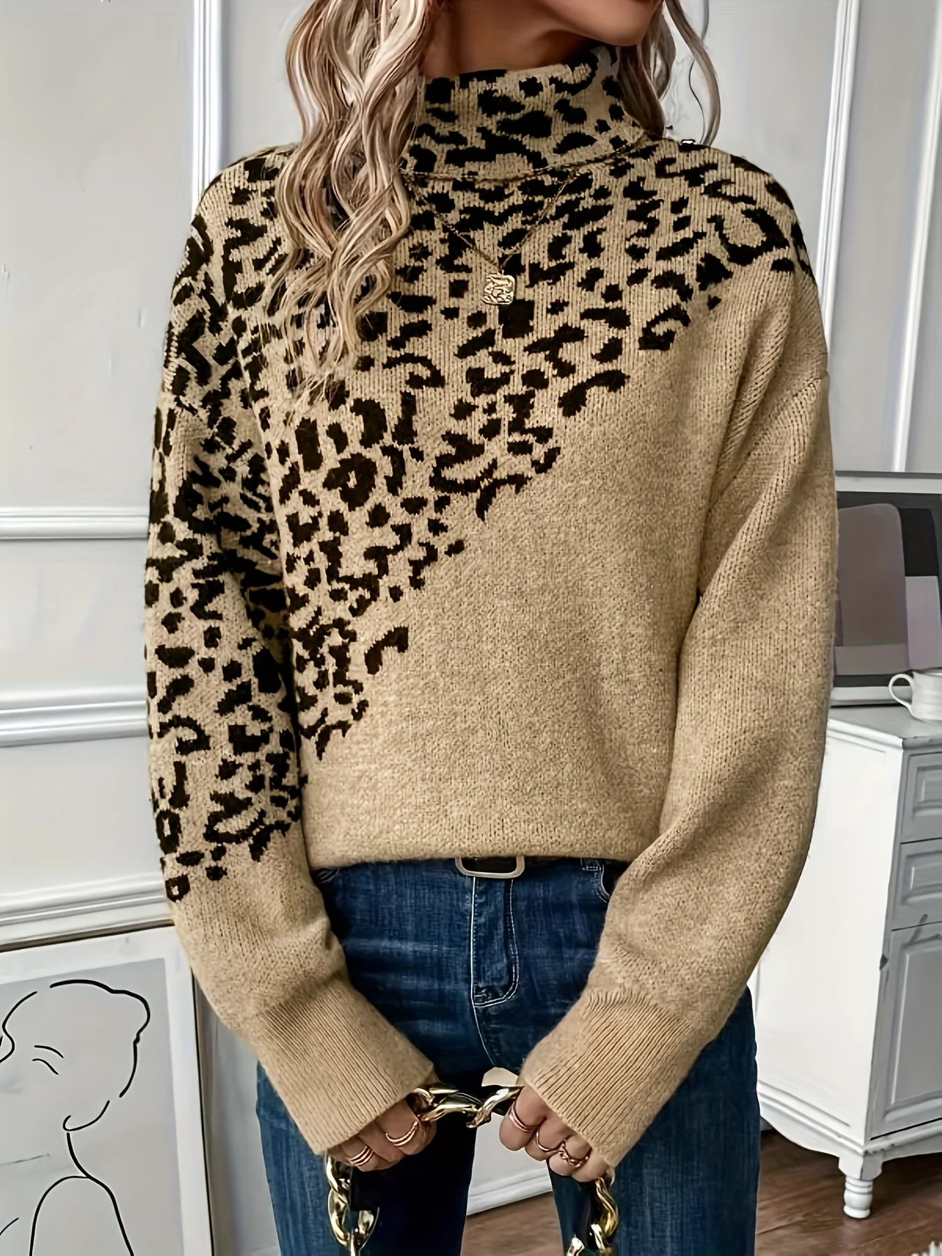New Daily Versatile Sweater Lapel Long Sleeve Leopard Print Autumn and Winter Loose Large Size Fashionable Women's Sweater
New Daily Versatile Sweater Lapel Long Sleeve Leopard Print Autumn and Winter Loose Large Size Fashionable Women's Sweater