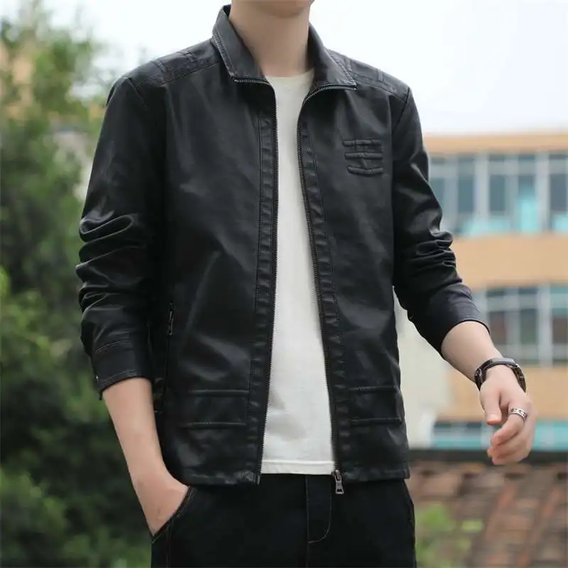 New Men's Autumn Winter Leather Jaet Faion Urban Sle Long Coat Zipper Closure ket Decoration Simulated Leather Coat
New Men's Autumn Winter Leather Jaet Faion Urban Sle Long Coat Zipper Closure ket Decoration Simulated Leather Coat