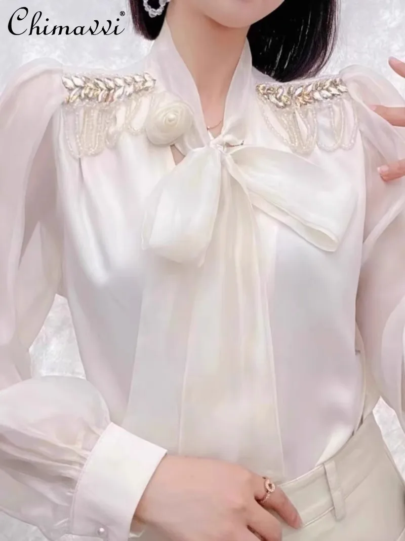 2024 Early Autumn New Design Heavy Industry Rhinestone Temperament Thin Versatile Bow Top Shirt For Women
2024 Early Autumn New Design Heavy Industry Rhinestone Temperament Thin Versatile Bow Top Shirt For Women