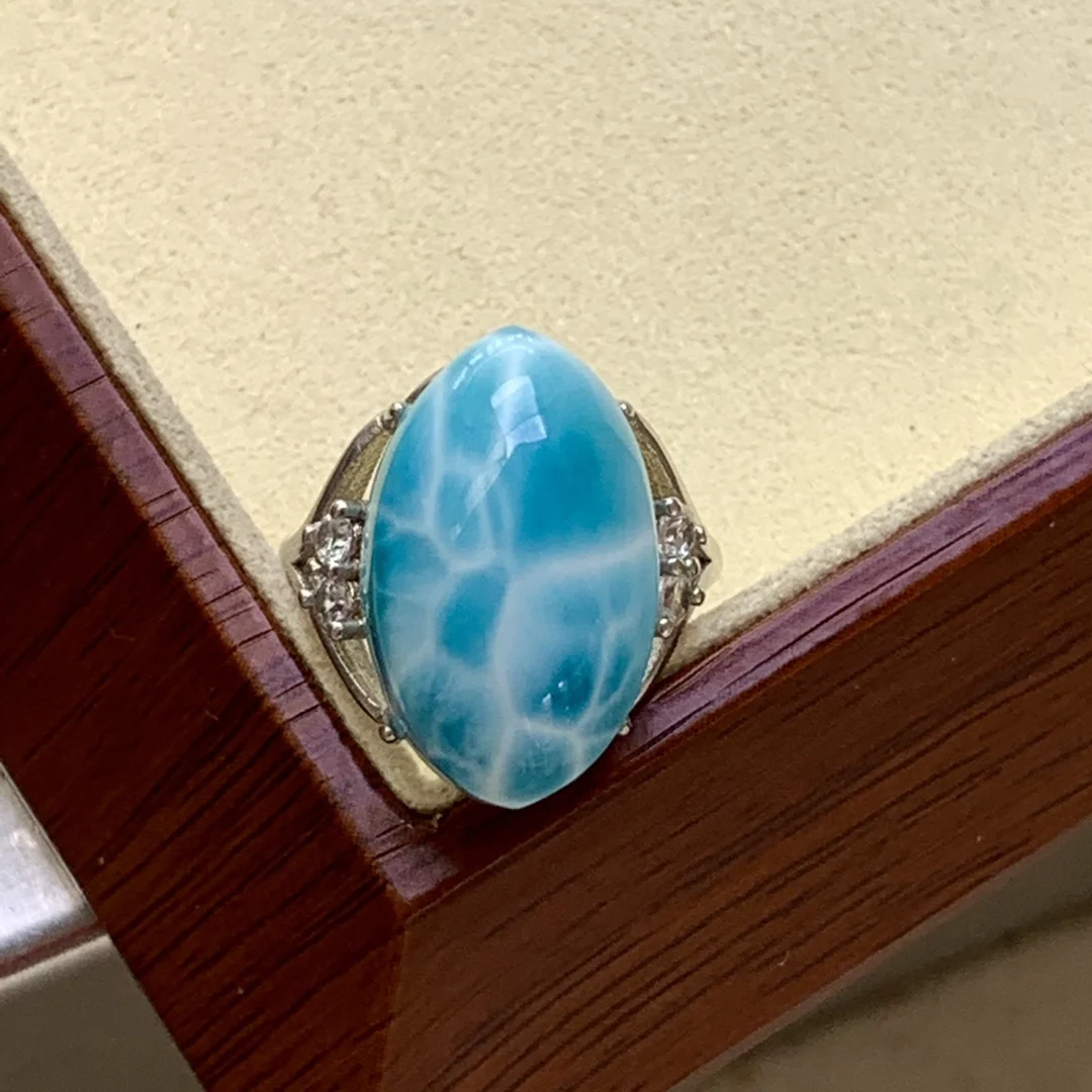 19mm Natural Larimar Ring 925 Silver Jewelry For Women Lady Men Crystal Beads Dominica Water Pattern Stone Adjustable Ring AAAAA
19mm Natural Larimar Ring 925 Silver Jewelry For Women Lady Men Crystal Beads Dominica Water Pattern Stone Adjustable Ring AAAAA