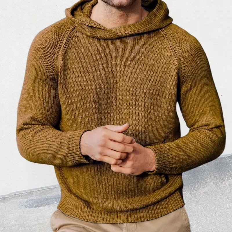 New Autumn and Winter Style European and American Men's Hooded Knitted Solid Color Long-sleeved Fashionable Single-wear Sweater.
New Autumn and Winter Style European and American Men's Hooded Knitted Solid Color Long-sleeved Fashionable Single-wear Sweater.