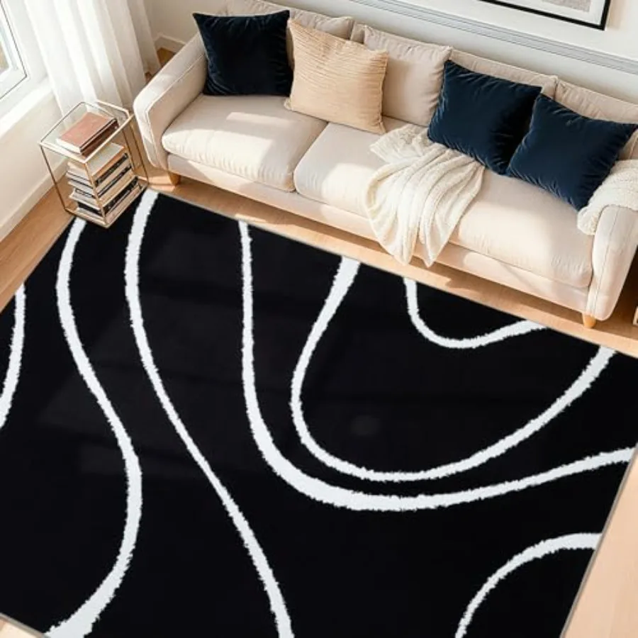 Washable 5x7 rug for living room, bedroom, dining room, office, playroom; ultra-thin non-slip black rug with modern minimalist
Washable 5x7 rug for living room, bedroom, dining room, office, playroom; ultra-thin non-slip black rug with modern minimalist