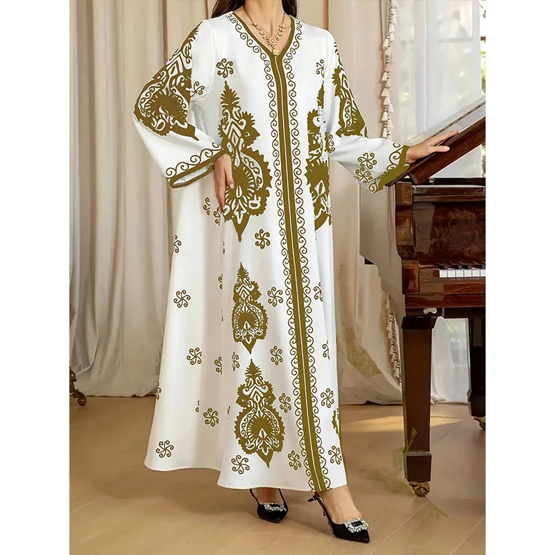 Long Dress Abayas Women Eid Muslim Dresses Bronzing Print V Neck Jalabiya Arab Morocco Dubai Kaftan 2025 Vestidos Ramadan Robe
Long Dress Abayas Women Eid Muslim Dresses Bronzing Print V Neck Jalabiya Arab Morocco Dubai Kaftan 2025 Vestidos Ramadan Robe