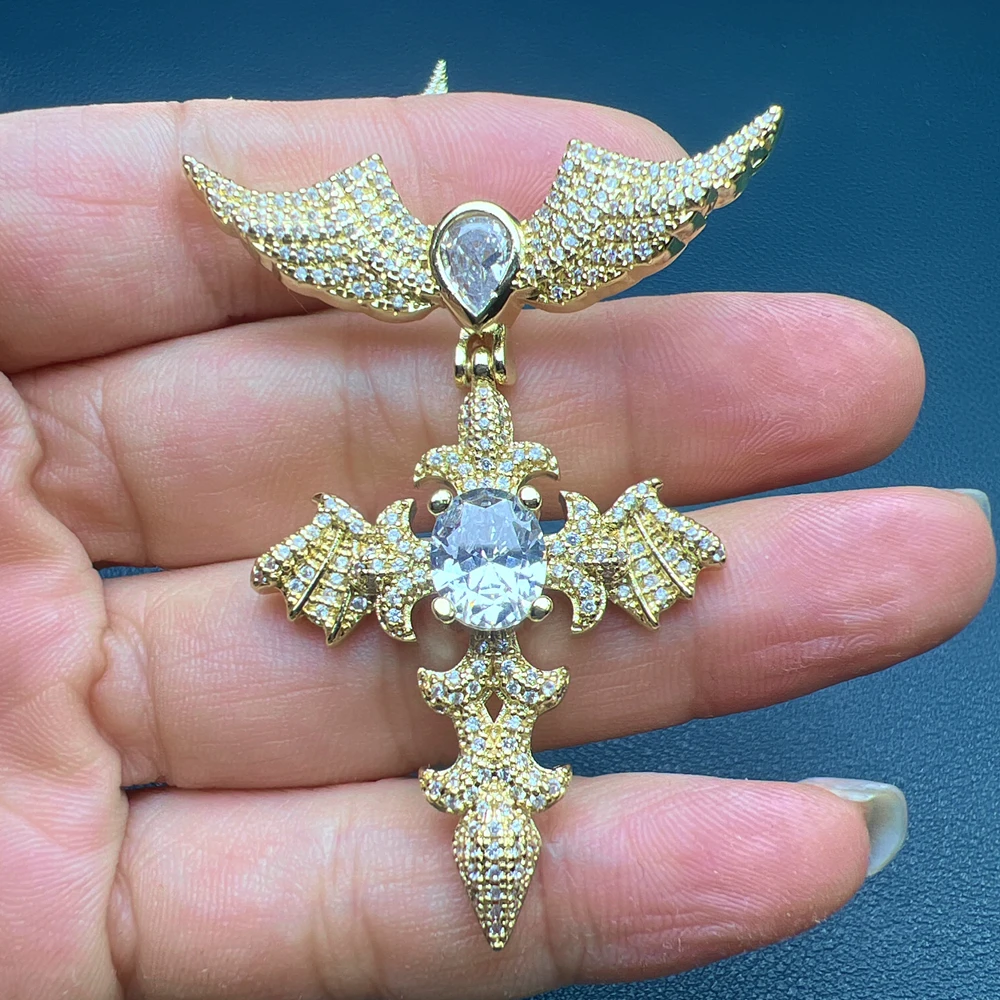 Fashion Luxury Shiny Zircon Large Wing Cross Pendants For Jewelry Making 2022 Women Men Hip Hop Necklace Charms Accessories
Fashion Luxury Shiny Zircon Large Wing Cross Pendants For Jewelry Making 2022 Women Men Hip Hop Necklace Charms Accessories