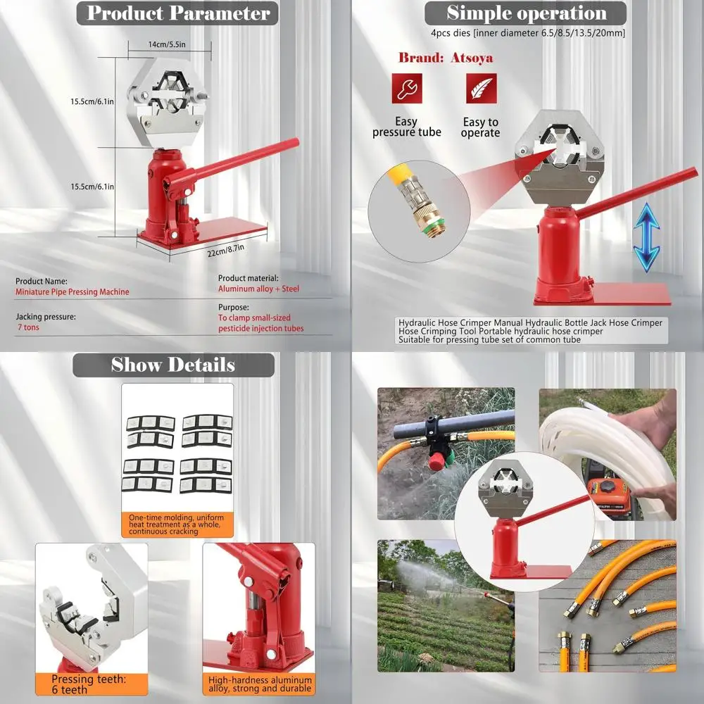 Ручной гидравлический пресс для обжима шлангов 7T (6,5-20 мм), идеально подходит для сельскохозяйственной техники и опрыскивателей
Ручной гидравлический пресс для обжима шлангов 7T (6,5-20 мм), идеально подходит для сельскохозяйственной техники и опрыскивателей