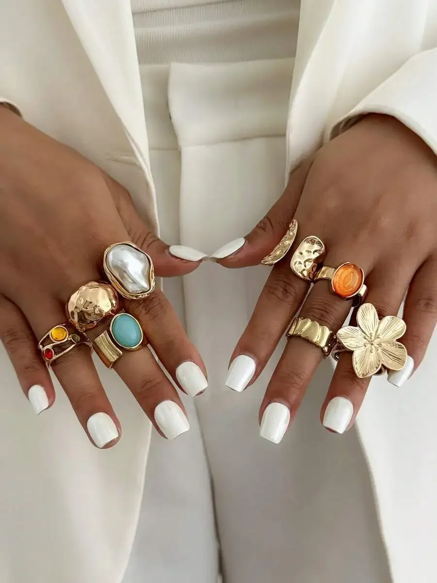 5pcs Vintage Chic Geometric Stone Inlaid Fashion Rings For Women Daily Party Decorative Jewelry Set
5pcs Vintage Chic Geometric Stone Inlaid Fashion Rings For Women Daily Party Decorative Jewelry Set