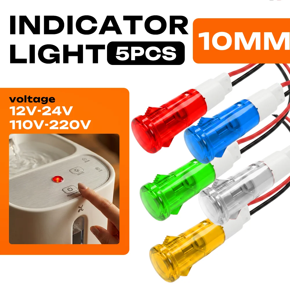 5Pcs FILN 10mm LED Indicator Light 12V 24V 110V 220V PA66 Waterproof Signal Lamp Pilot Dash Directional Light for Car Boat
5Pcs FILN 10mm LED Indicator Light 12V 24V 110V 220V PA66 Waterproof Signal Lamp Pilot Dash Directional Light for Car Boat