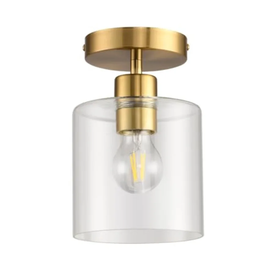 Modern Brass Semi Flush Mount Light Fixture for Entryway and Hallway, Gold Finish
Modern Brass Semi Flush Mount Light Fixture for Entryway and Hallway, Gold Finish