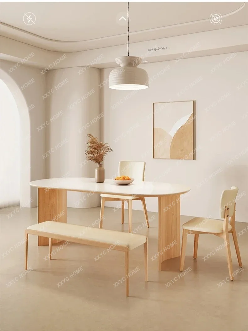 A Wabi Sand Wind Slate Oval Dining Table Solid Wood Legs Modern Simple Household Log Color Cream Style Dining Table
A Wabi Sand Wind Slate Oval Dining Table Solid Wood Legs Modern Simple Household Log Color Cream Style Dining Table