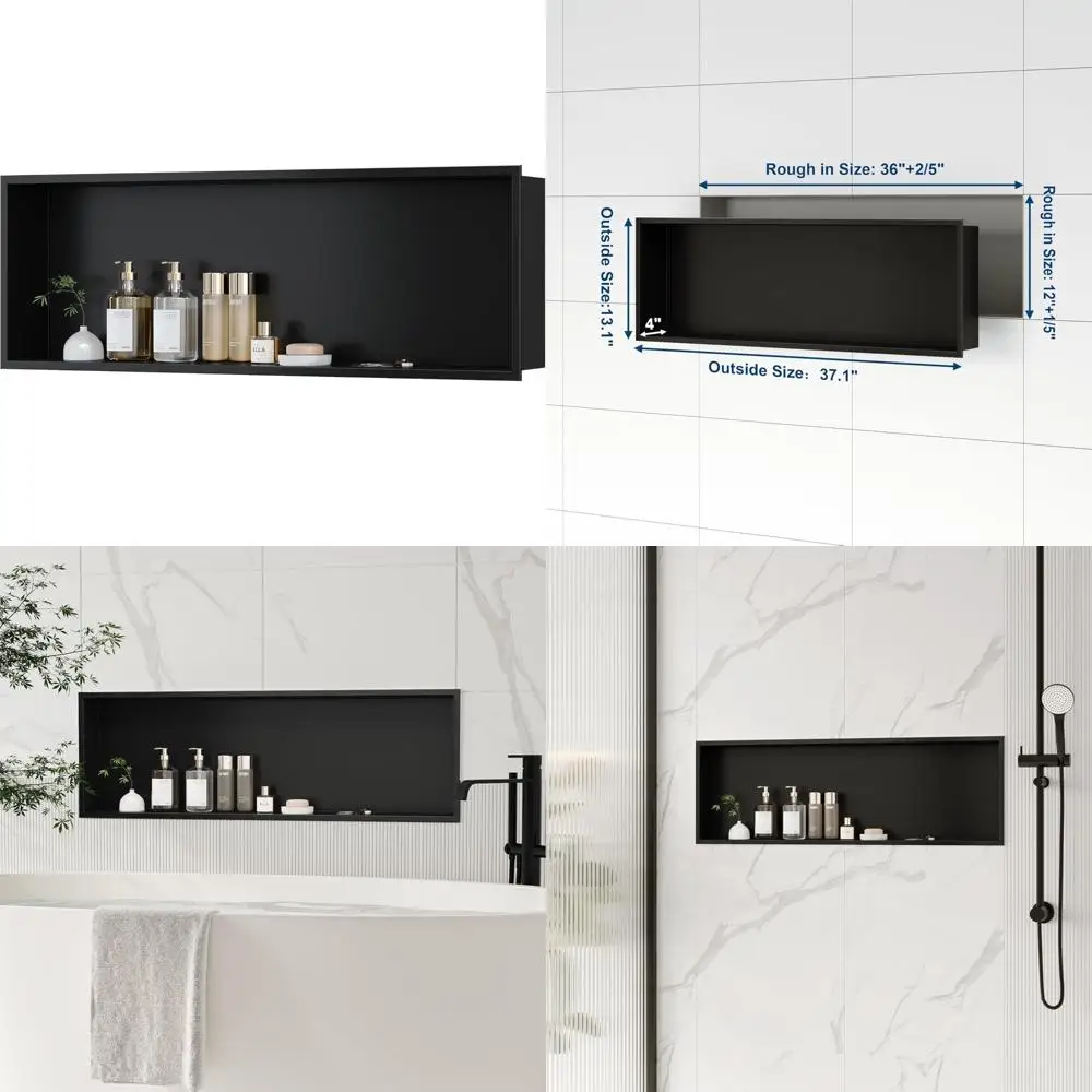 Matte Black Stainless Steel Shower Niche, 36 x 12, No Tile Required, Wall Recessed Shelf for Bathroom Storage
Matte Black Stainless Steel Shower Niche, 36 x 12, No Tile Required, Wall Recessed Shelf for Bathroom Storage