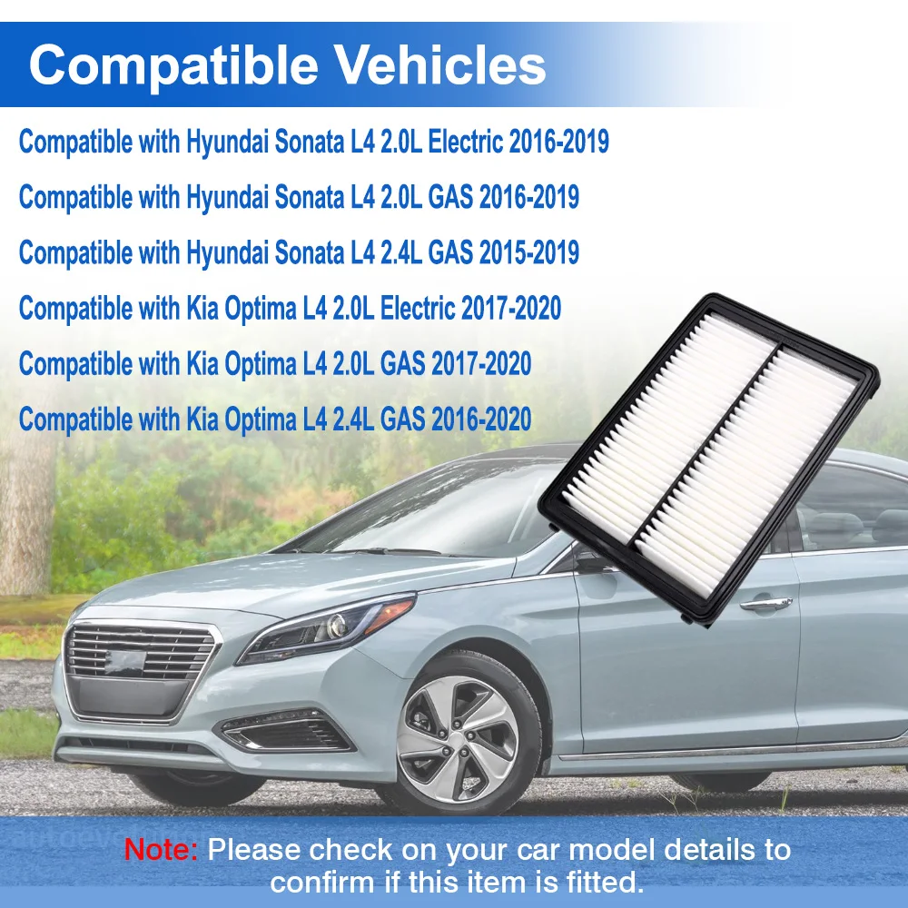 Engine Air Filter For Hyundai Sonata L4 2.0L Electric GAS 2016-2019 Kia Optima L4 2.0L Electric 2017-2020 28113C3100 28113-C3100
Engine Air Filter For Hyundai Sonata L4 2.0L Electric GAS 2016-2019 Kia Optima L4 2.0L Electric 2017-2020 28113C3100 28113-C3100