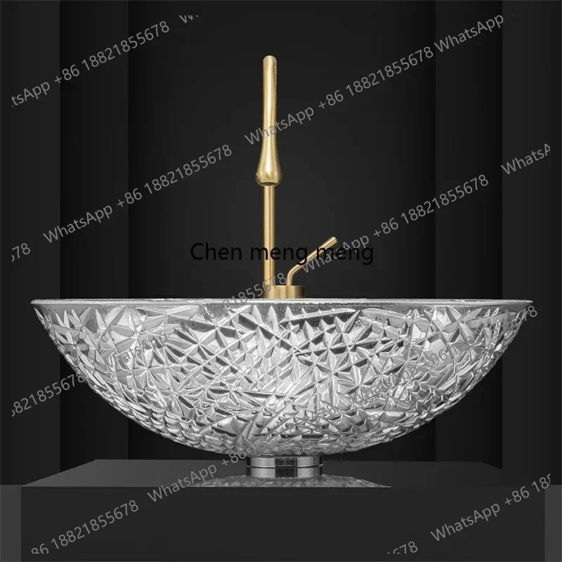 F150 Bathroom electroplated glass basin household balcony oval, glass basin sink washing machine
F150 Bathroom electroplated glass basin household balcony oval, glass basin sink washing machine