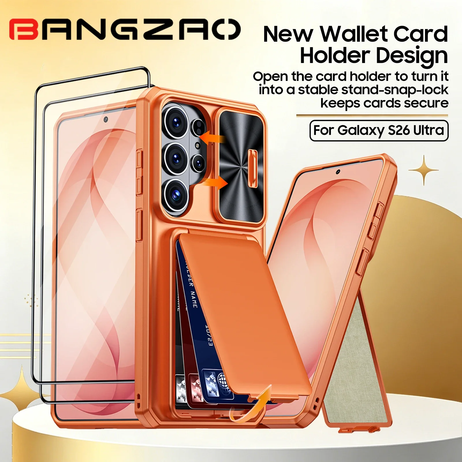 618 Sale for Samsung S26 Ultra Card Holder RFID Blocking Shockproof and Scratch Resistant Camera Protection Phone Case-Orange
618 Sale for Samsung S26 Ultra Card Holder RFID Blocking Shockproof and Scratch Resistant Camera Protection Phone Case-Orange