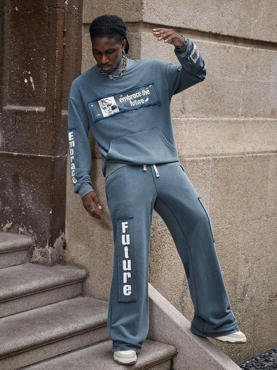 Mens Streetwear 2-Piece Set Loose Fit Sweatshirt And Wide Leg Sweatpants With Letter Print Casual Hip Hop Outfit Blue
Mens Streetwear 2-Piece Set Loose Fit Sweatshirt And Wide Leg Sweatpants With Letter Print Casual Hip Hop Outfit Blue