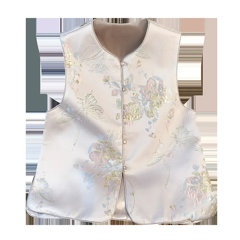 Chinese Women Vest New Buckle Round Neck Jacquard Retro Sleeveless Jacket Embroidered High-end Vest Female Fashion TopsWaistcoat
Chinese Women Vest New Buckle Round Neck Jacquard Retro Sleeveless Jacket Embroidered High-end Vest Female Fashion TopsWaistcoat
