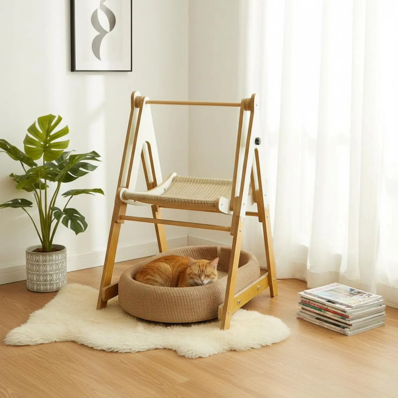 Cat Rocking Sway Bed Elevated Design Cat Bunk Bed Pet Furniture Lockable Oscillator All Seasons for Indoor
Cat Rocking Sway Bed Elevated Design Cat Bunk Bed Pet Furniture Lockable Oscillator All Seasons for Indoor