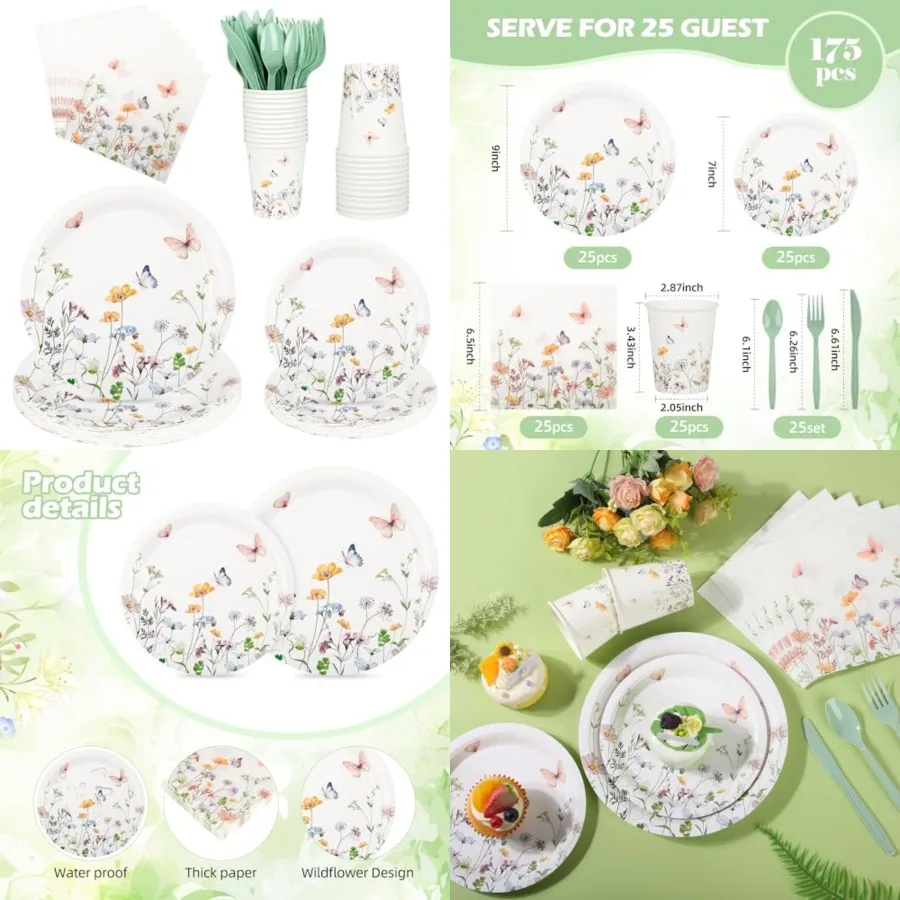 Perfect for spring and summer garden picnics and parties, pretty floral paper plates and napkins set, eco kraft paper with fresh color tones
Perfect for spring and summer garden picnics and parties, pretty floral paper plates and napkins set, eco kraft paper with fresh color tones