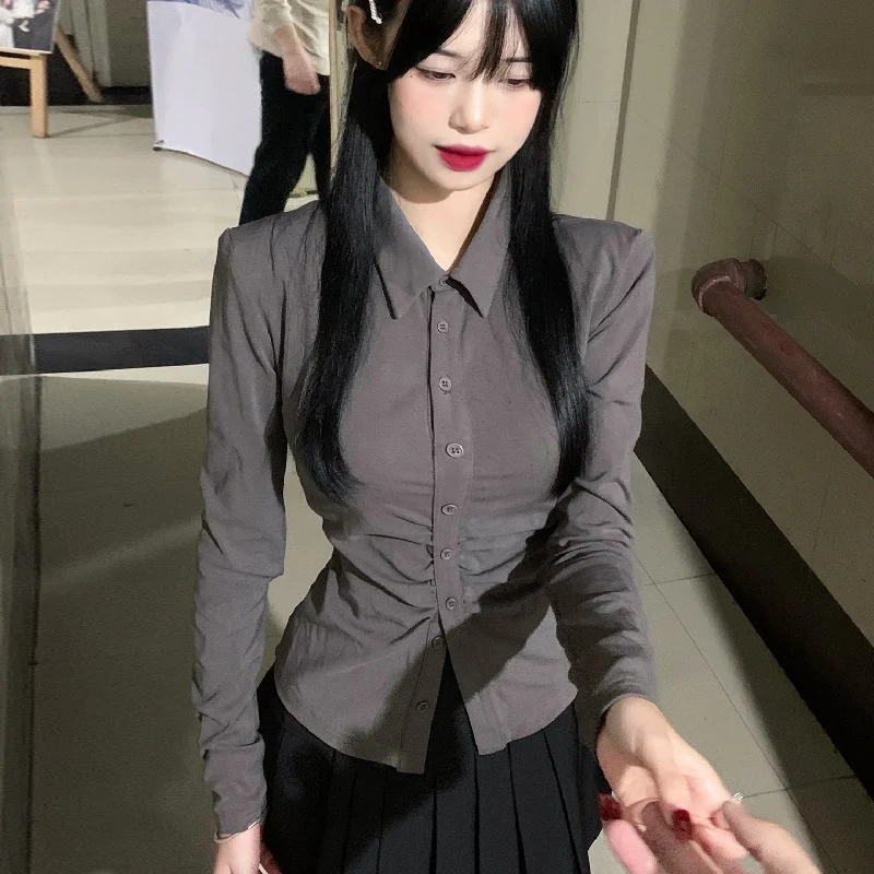 Deep ey Women's Vintage irt Slim Fit Korean Sle Commute Faion Button Plaet Splice Pleated Long Sve Collar
Deep ey Women's Vintage irt Slim Fit Korean Sle Commute Faion Button Plaet Splice Pleated Long Sve Collar