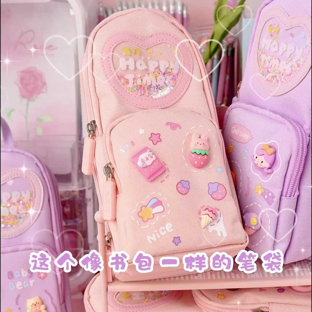 Handheld Backpack Pencil Case Cute Cartoon Dirt Resistant Canvas Three layer Large Capacity Stationery Bag Storage Bag 
Handheld Backpack Pencil Case Cute Cartoon Dirt Resistant Canvas Three layer Large Capacity Stationery Bag Storage Bag