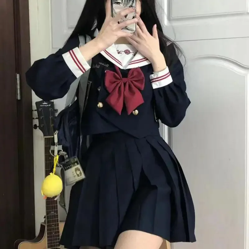 Летняя японская школьная форма с короткими и длинными рукавами, костюм из двух предметов для девочек, униформа Jk, комплекты моряков, плиссированная юбка, костюм
Летняя японская школьная форма с короткими и длинными рукавами, костюм из двух предметов для девочек, униформа Jk, комплекты моряков, плиссированная юбка, костюм