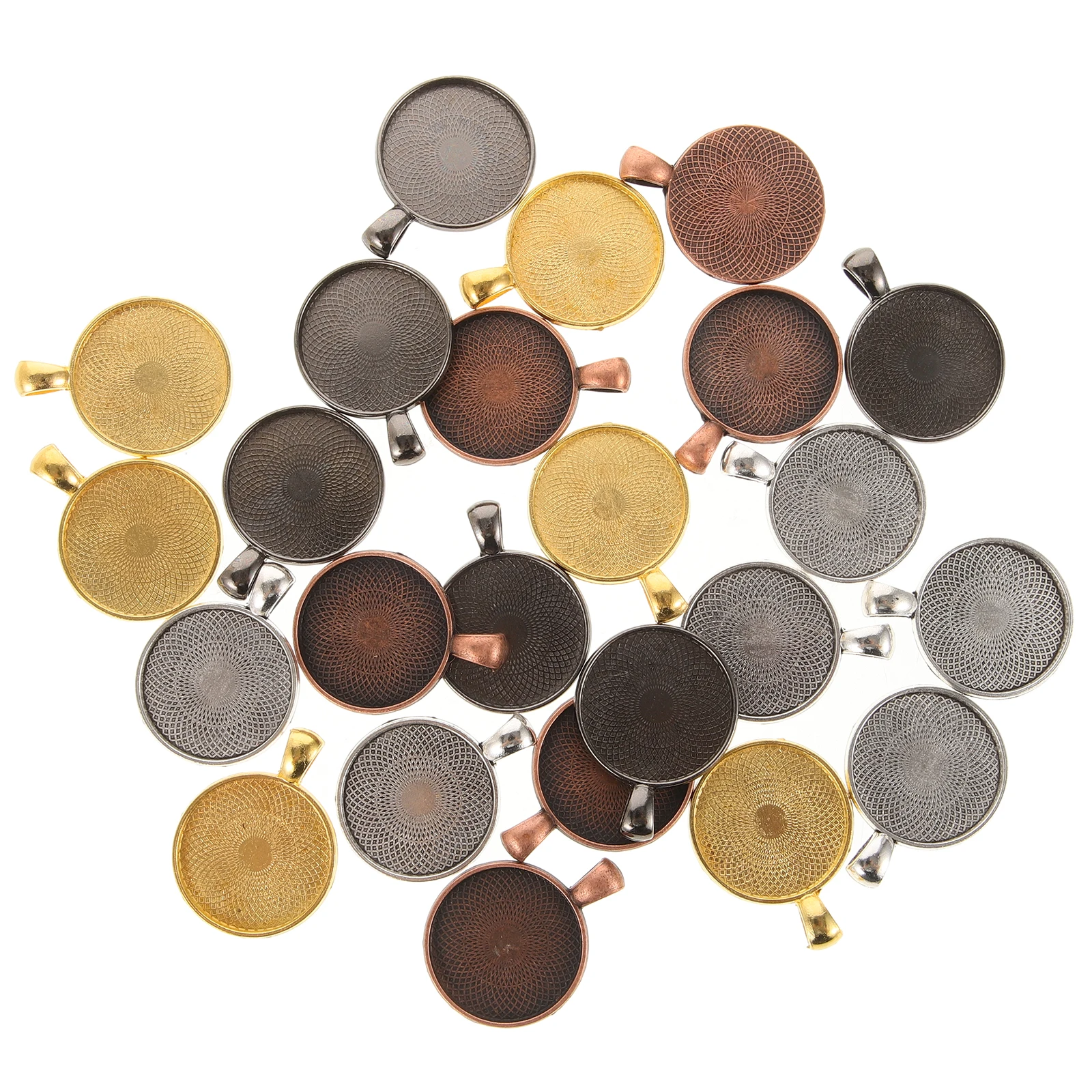 24pcs Vintage Zinc Alloy Pendant Trays Silver Gold Copper Black 6 Each DIY Jewelry Making Bezel Settings
24pcs Vintage Zinc Alloy Pendant Trays Silver Gold Copper Black 6 Each DIY Jewelry Making Bezel Settings