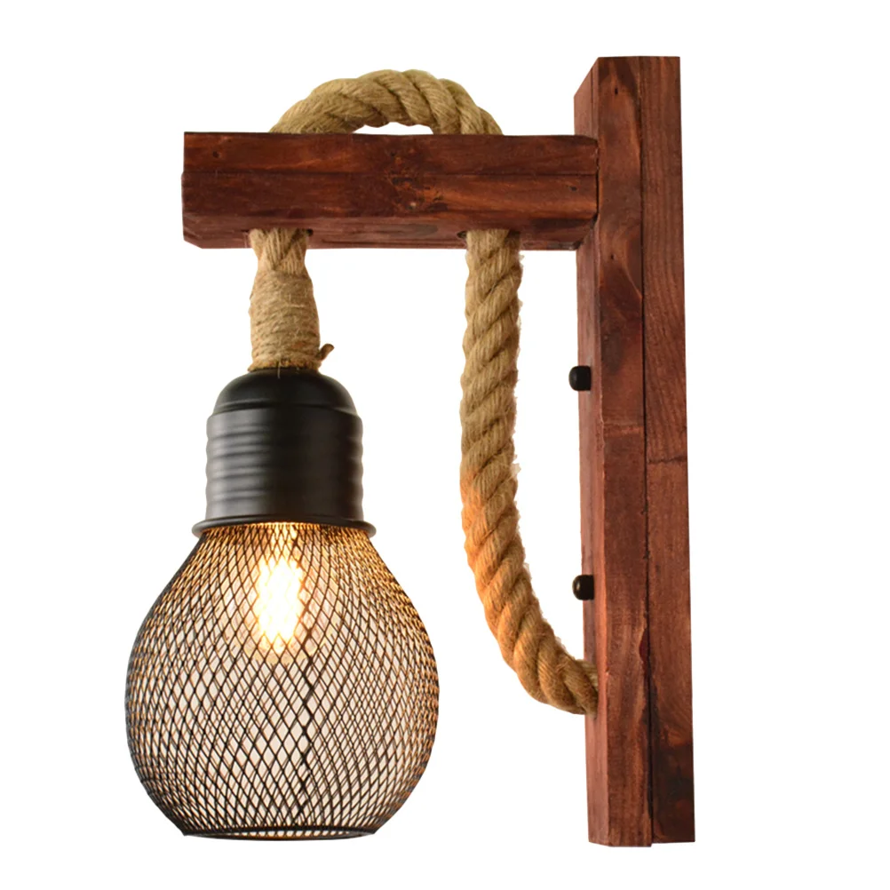 220V Retro Red Lampshade Wooden Wall Lamp Rustic Hemp Rope Hanging Light Bedside Corridor Pendant Chandelier for Living Room 
220V Retro Red Lampshade Wooden Wall Lamp Rustic Hemp Rope Hanging Light Bedside Corridor Pendant Chandelier for Living Room