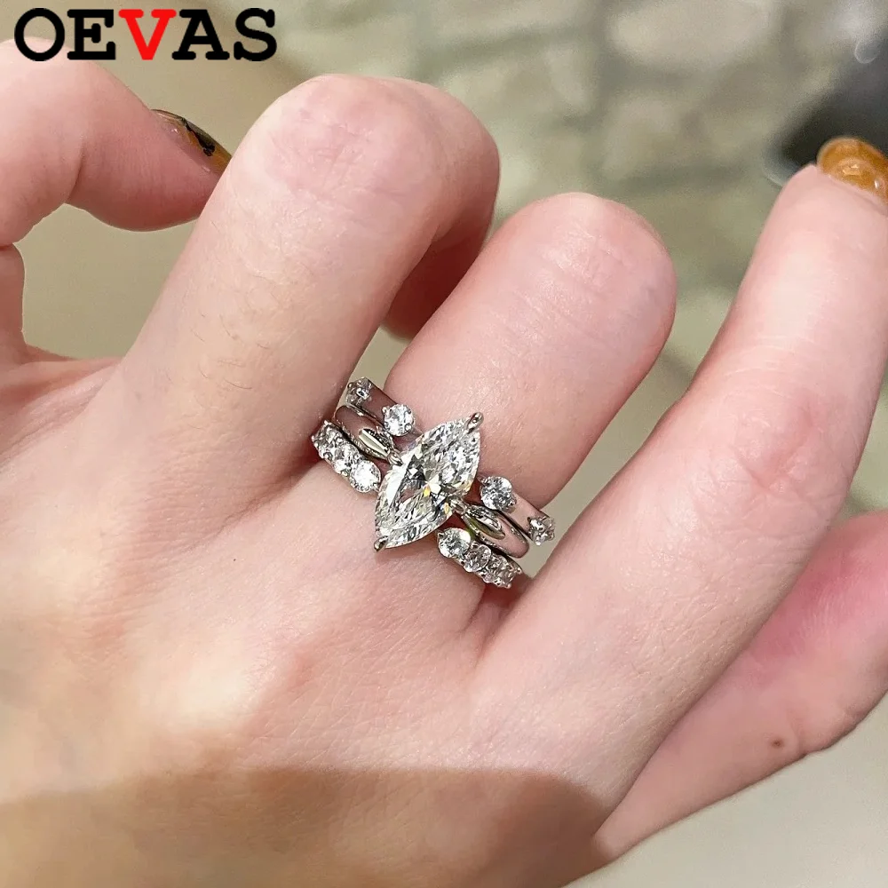 OEVAS 1-3CT Marquise Cut Full Moissanite Ring Set for Women Wedding Band Rings 100% S925 Silver Lab Diamond Fine Jewelry
OEVAS 1-3CT Marquise Cut Full Moissanite Ring Set for Women Wedding Band Rings 100% S925 Silver Lab Diamond Fine Jewelry