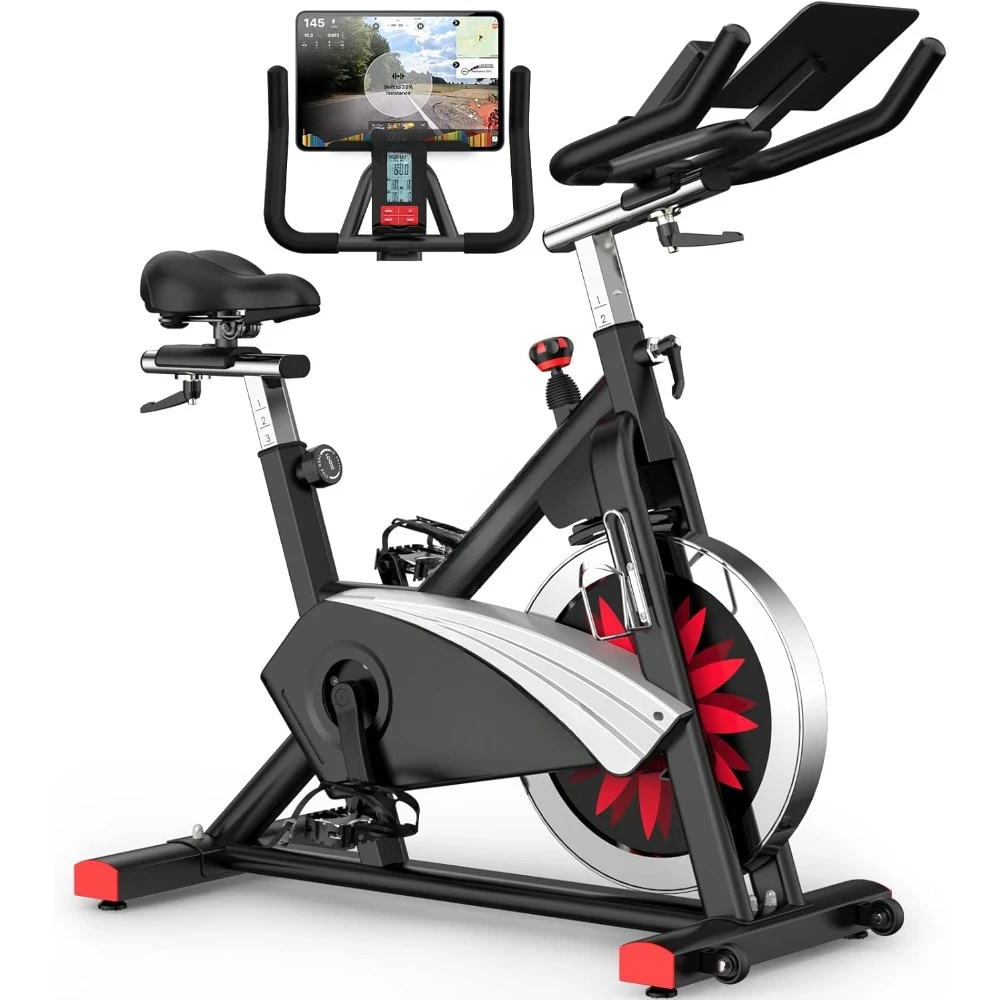 Indoor Cycling Bike with Readable 100 Levels Magnetic Resistance, Plus 12.6 inch Tablet Bracket Exercise Bikes for Home
Indoor Cycling Bike with Readable 100 Levels Magnetic Resistance, Plus 12.6 inch Tablet Bracket Exercise Bikes for Home