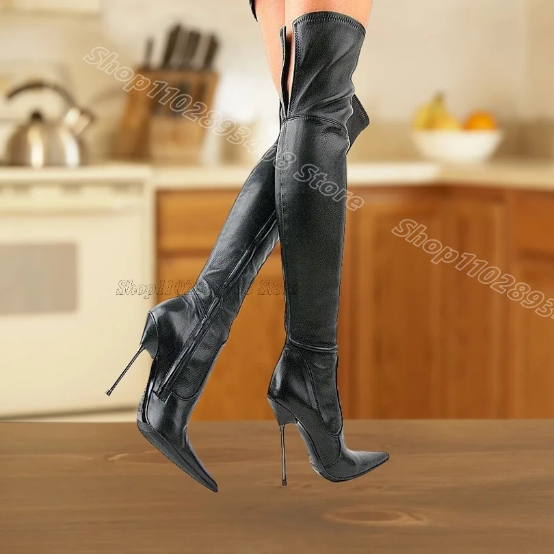 Black Pointed Toe Matte Leather Boots Metal Heels Side Zipper Fashion Women Dress Sexy Spring Shoes 2026 Zapatos Para Mujere
Black Pointed Toe Matte Leather Boots Metal Heels Side Zipper Fashion Women Dress Sexy Spring Shoes 2026 Zapatos Para Mujere