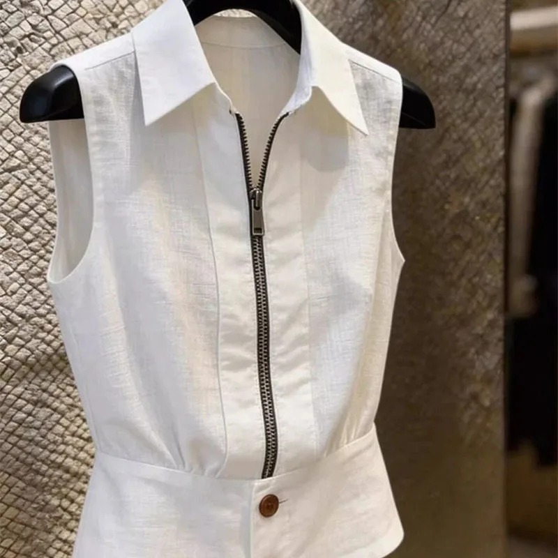 Fashion Women's Shirt Blouse 2026 Spring Summer New Versatile Temperament Design Sense White Sleeveless Shirt Top Femme
Fashion Women's Shirt Blouse 2026 Spring Summer New Versatile Temperament Design Sense White Sleeveless Shirt Top Femme