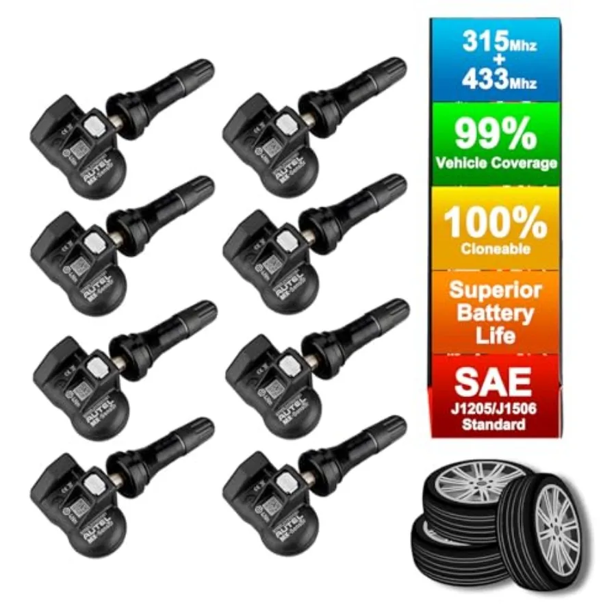 TPMS Sensors Programmable Mx Sensor for Tire Pressure 315MHz + 433MHz Press-in OE-Level 8 pcs Rubber valves Programmed by TS508
TPMS Sensors Programmable Mx Sensor for Tire Pressure 315MHz + 433MHz Press-in OE-Level 8 pcs Rubber valves Programmed by TS508