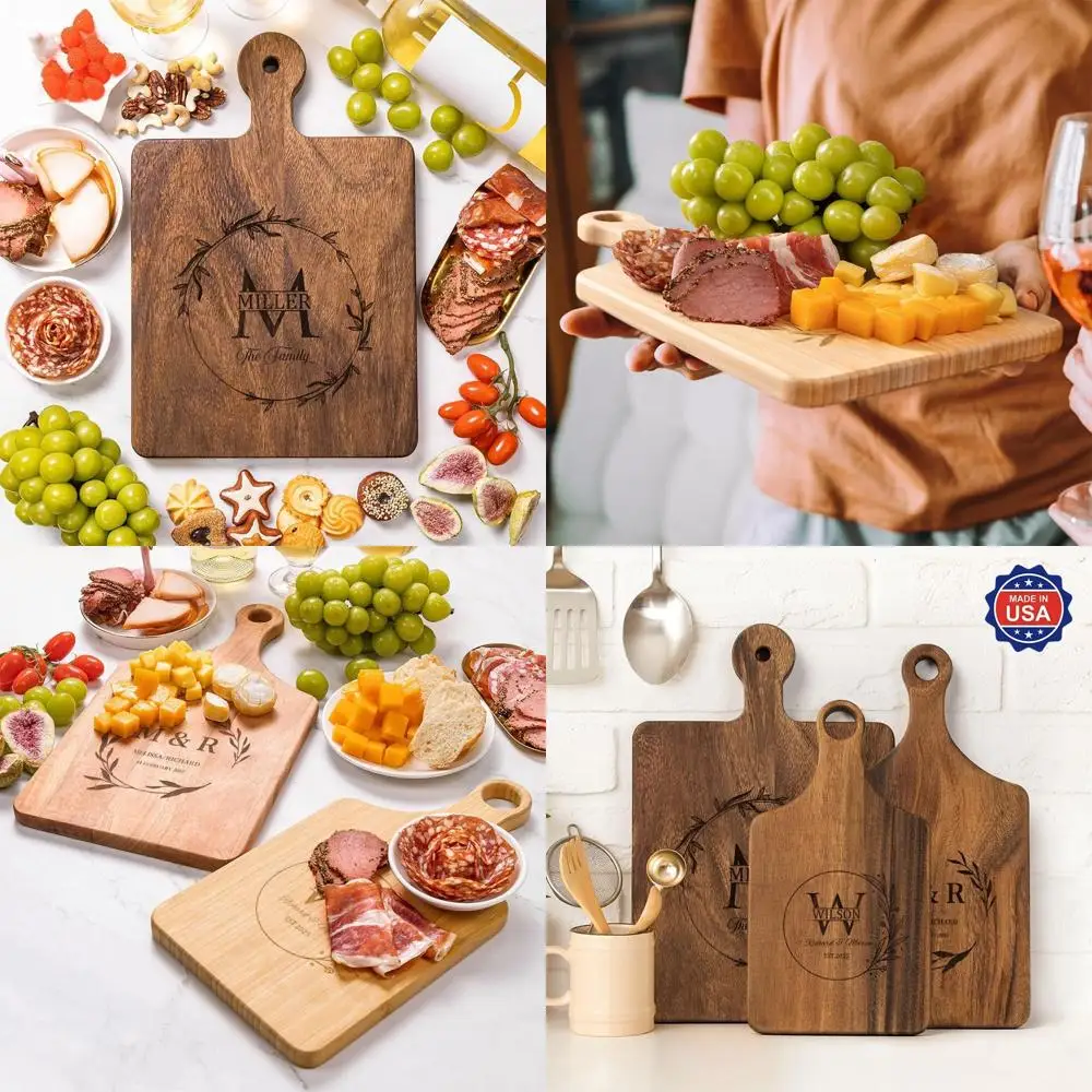 Personalized Wooden Cutting Board with Handle, Monogram Name, Reversible for Kitchen Use
Personalized Wooden Cutting Board with Handle, Monogram Name, Reversible for Kitchen Use