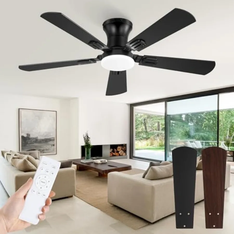 42 Inch Ceiling Fans with Lights and Remote Low Profile Indoor Black Ceiling Fan with 6 Speeds and 3CCT Flush Mount Dual-Finish
42 Inch Ceiling Fans with Lights and Remote Low Profile Indoor Black Ceiling Fan with 6 Speeds and 3CCT Flush Mount Dual-Finish