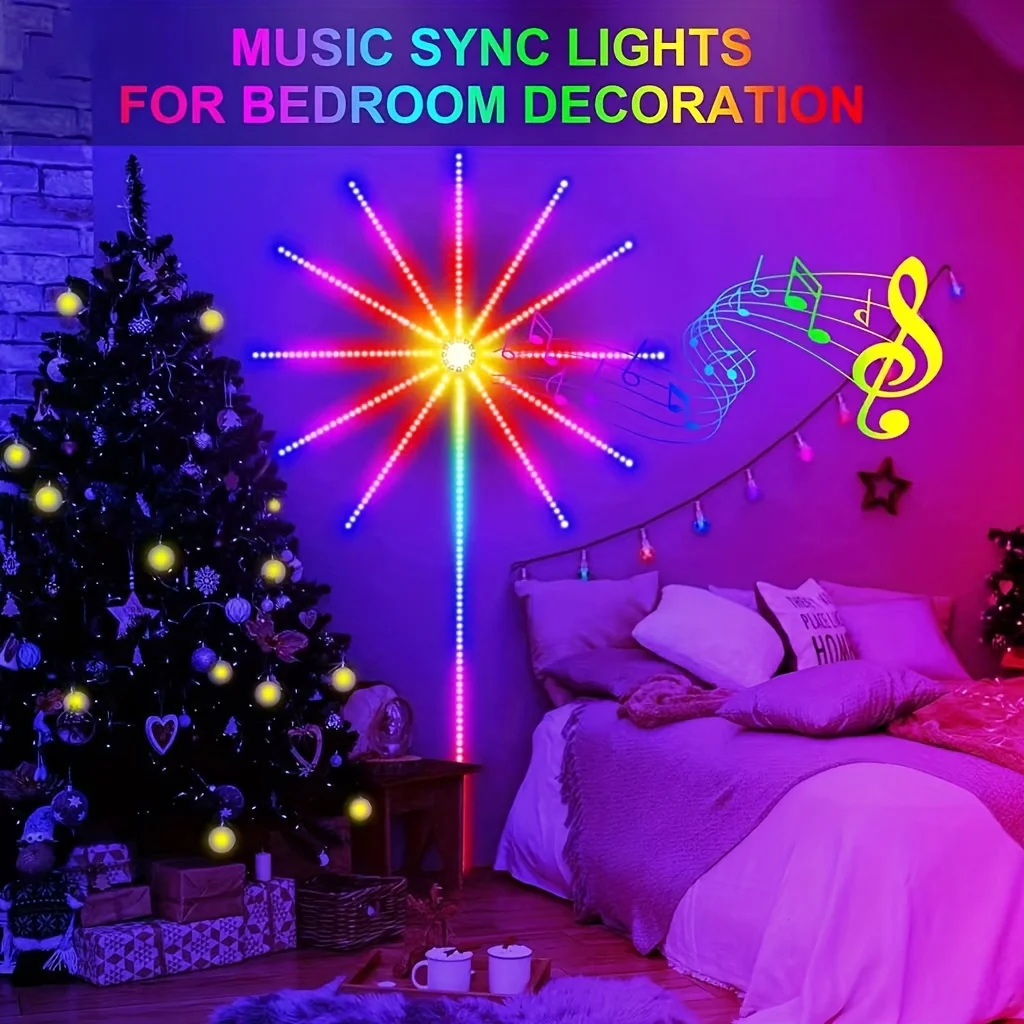Bluetooth 5USB intelligent fireworks strip lamp, LED fireworks lamp music/Mike synchronization and fireworks start effect remote
Bluetooth 5USB intelligent fireworks strip lamp, LED fireworks lamp music/Mike synchronization and fireworks start effect remote