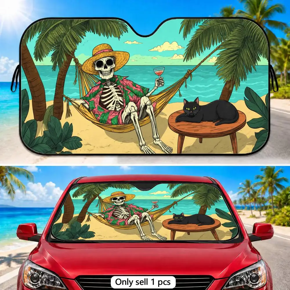 Holiday Skeleton Sun Visor Aluminum Foil Windshield Sunshade with Reflective UV Block Heat Insulation Foldable Universal Fit
Holiday Skeleton Sun Visor Aluminum Foil Windshield Sunshade with Reflective UV Block Heat Insulation Foldable Universal Fit