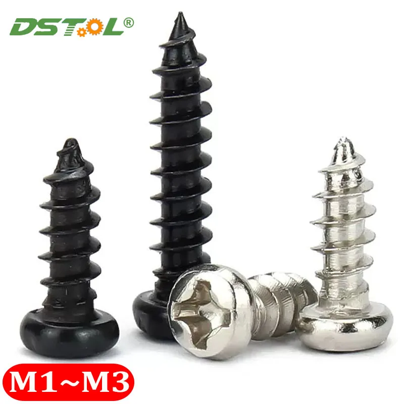 DIN7049 Mini Black Cross Phillips Pan Head Tapping Screws M1-M3mm Round Cross Recessed Self Tapping Wood Electronic Screw
DIN7049 Mini Black Cross Phillips Pan Head Tapping Screws M1-M3mm Round Cross Recessed Self Tapping Wood Electronic Screw