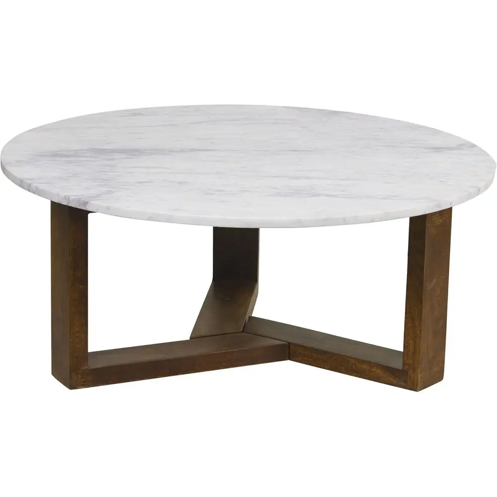 38 Round Coffee Table with White Marble Top and Natural Mango Wood 3-Leg Base
38 Round Coffee Table with White Marble Top and Natural Mango Wood 3-Leg Base