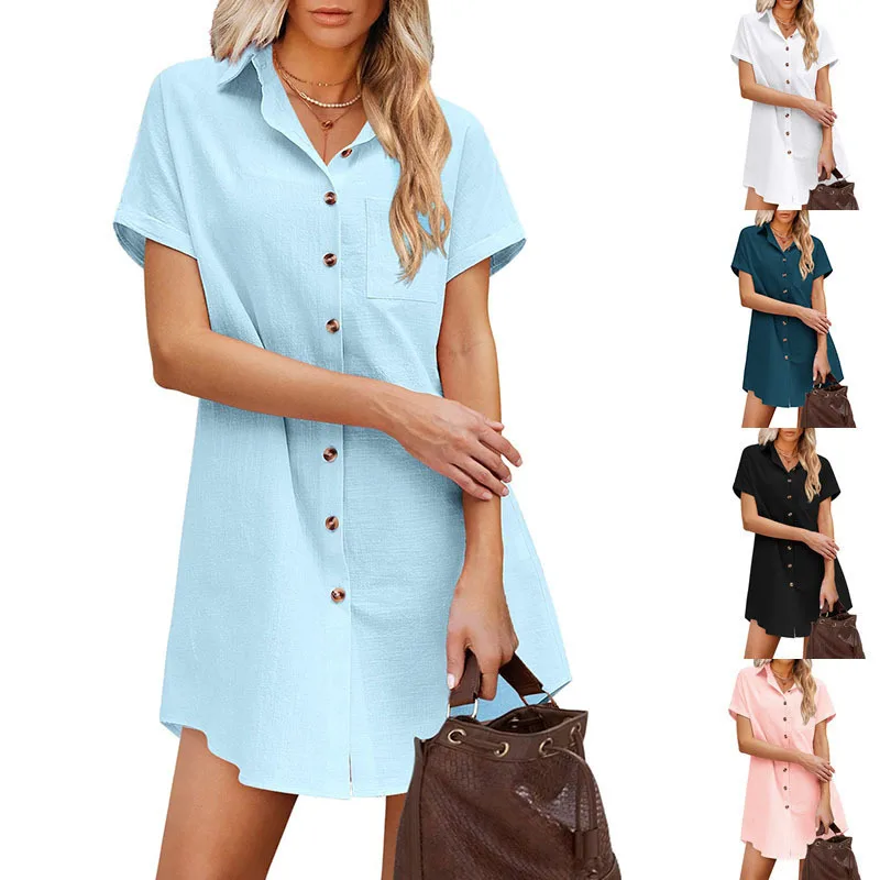 Women's Shirt 2023 Women's Long Button Shirt Short Sleeve Linen Shirt Fashion Casual Long T-shirt Female Shirt
Women's Shirt 2023 Women's Long Button Shirt Short Sleeve Linen Shirt Fashion Casual Long T-shirt Female Shirt