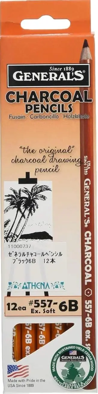 Charcoal Pencil 557-6B Box of 12 - Smooth Blendable Sketching Set
Charcoal Pencil 557-6B Box of 12 - Smooth Blendable Sketching Set