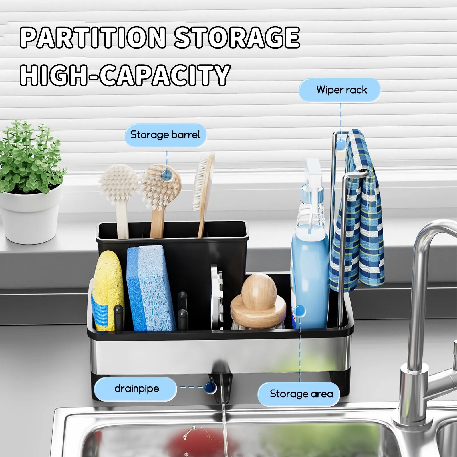 Стеллаж для хранения кухонной раковины, большая емкость, органайзер для слива из нержавеющей стали, держатель для посуды и кухонной утвари, домашнее хранение
Стеллаж для хранения кухонной раковины, большая емкость, органайзер для слива из нержавеющей стали, держатель для посуды и кухонной утвари, домашнее хранение